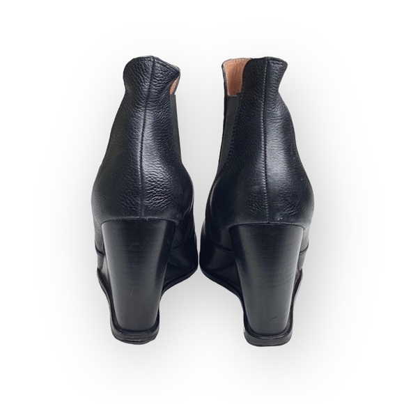 Corso Como  Edgy Biker Wedge Heel Platform Leather Boots Booties  Black 9.5M  - Picture 6 of 16